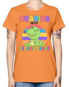 Roaring to second Grade Trex 772# - second grade -  Missy T-Shirt