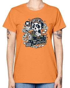 Skull Train 1067# - skull and bones -  Missy T-Shirt