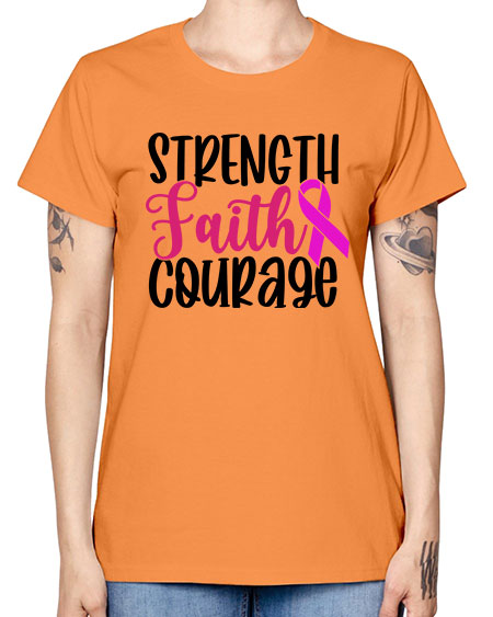Strength Faith Courage 7# - breast cancer -  Missy T-Shirt