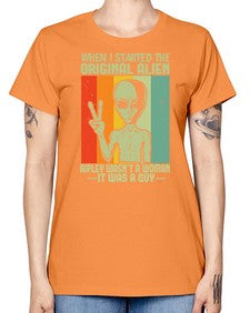 When I started the original alien 45# - ufo -  Missy T-Shirt