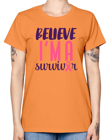 believe im a survivor Style 16# - breast cancer -  Missy T-Shirt