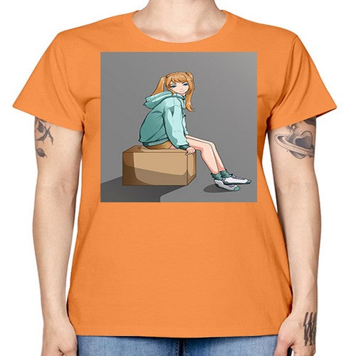 cute casual girl using jacket 49# - anime -  Missy T-Shirt