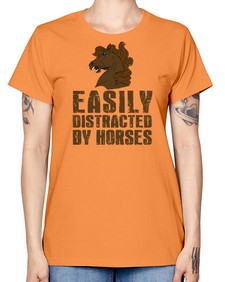 easily distracted by horses - horse -  Missy T-Shirt
