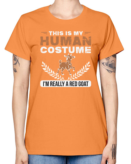 this is my human costume im really a red goat Style 1# - goat -  Missy T-Shirt