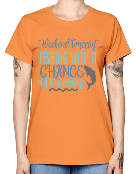 weekend forecast fishing with a chance of drinking 91# - shark-fish -  Missy T-Shirt