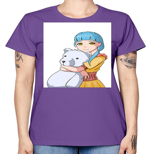 Cute girl with bear doll 26# - anime -  Missy T-Shirt