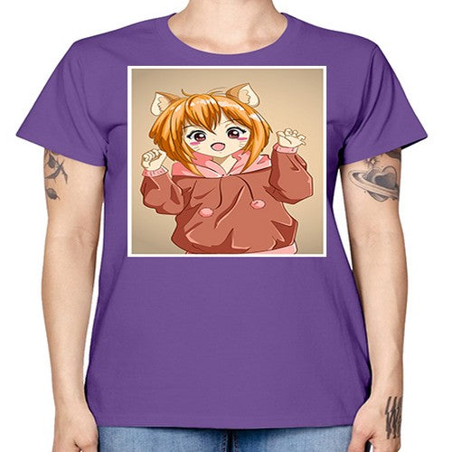 Cute little girl with accessories cat cartoon 170# - anime -  Missy T-Shirt