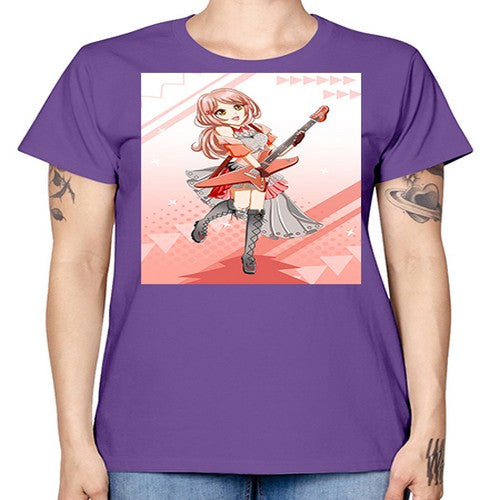 Cute rock star girl with guitar game 17# - anime -  Missy T-Shirt
