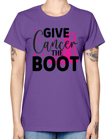 Give Cancer the Boot 24# - breast cancer -  Missy T-Shirt