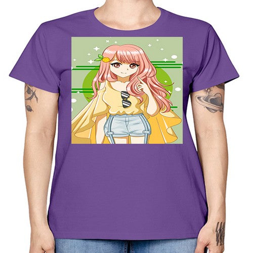 Happy and cute yellow blouse in summer holiday 43# - anime -  Missy T-Shirt