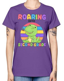 Roaring to second Grade Trex 772# - second grade -  Missy T-Shirt