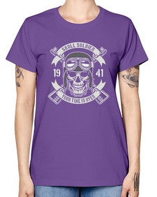 Skull Soldier Time Is Over 1065# - skull and bones -  Missy T-Shirt