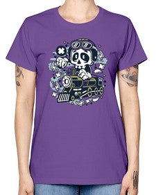 Skull Train 1067# - skull and bones -  Missy T-Shirt