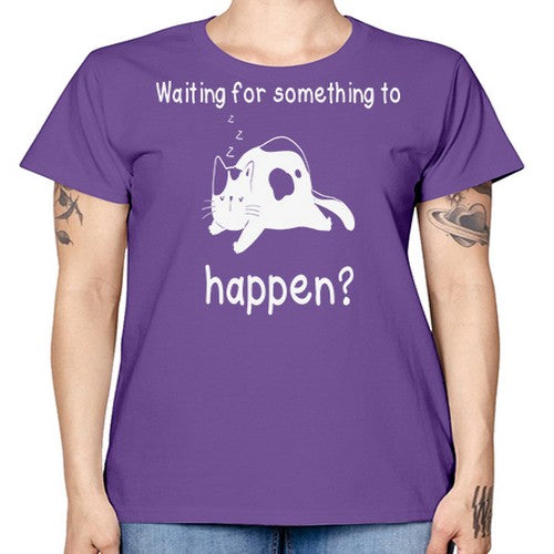 Waiting For Something Sleeping Cat 285# - anime -  Missy T-Shirt