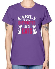 easily distracted by cats Style 46# - cats -  Missy T-Shirt