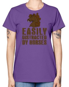 easily distracted by horses - horse -  Missy T-Shirt