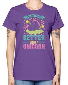 everything better with a unicorn 128# - unicorn -  Missy T-Shirt
