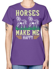 horses make me happy Style 40# - horse -  Missy T-Shirt