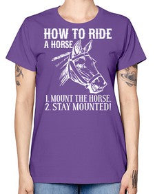 how to ride a horse just stay mounted - horse -  Missy T-Shirt