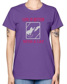 life is better with a cat Style 63# - cats -  Missy T-Shirt