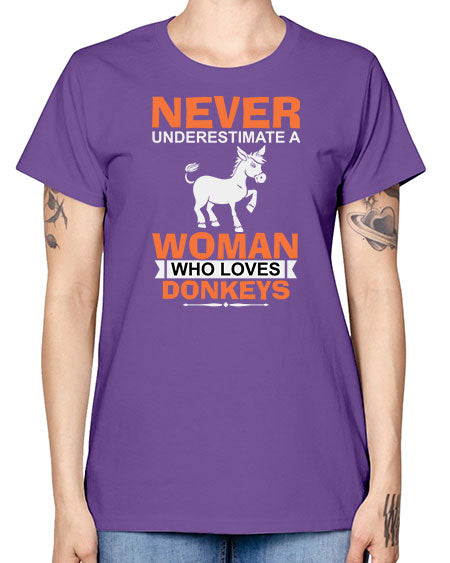 never underestimate a woman who loves donkeys Style 1# - donkey -  Missy T-Shirt