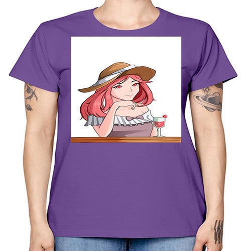 pretty woman with fresh juice in summer 37# - anime -  Missy T-Shirt