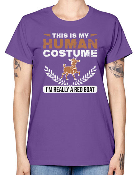 this is my human costume im really a red goat Style 1# - goat -  Missy T-Shirt