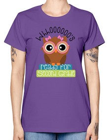 whooos ready for second grade girl 1008# - second grade -  Missy T-Shirt