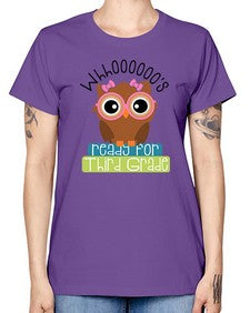 whooos ready for third grade girl 1010# - third grade -  Missy T-Shirt