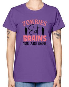 zombies eat brains you are safe 1277# - sassy -  Missy T-Shirt
