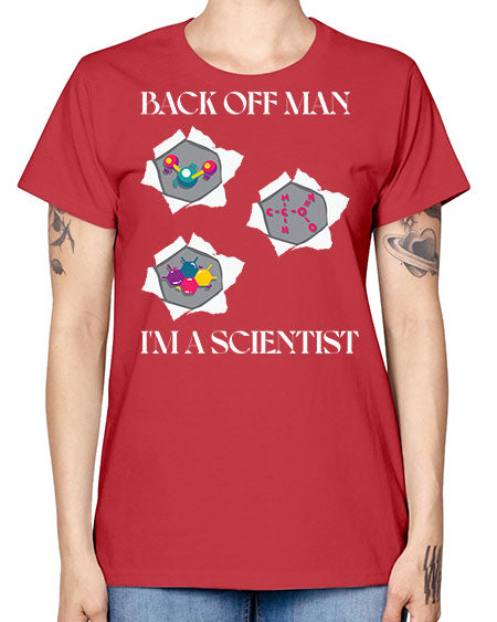 BackOffManImAScientistSkinite Scientist Skinite 289# - general science -  Missy T-Shirt