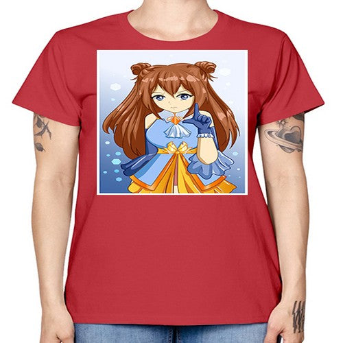 Cute little beautiful girl blue gold clothes cartoon 171# - anime -  Missy T-Shirt