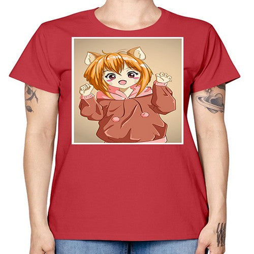 Cute little girl with accessories cat cartoon 170# - anime -  Missy T-Shirt