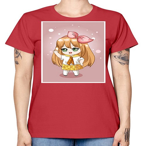 Cute little girl yellow hair wearing uniform 130# - anime -  Missy T-Shirt