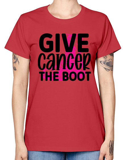 Give Cancer the Boot 25# - breast cancer -  Missy T-Shirt