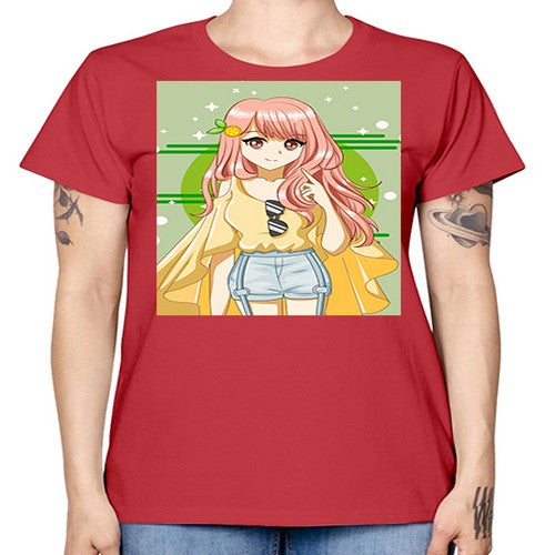 Happy and cute yellow blouse in summer holiday 43# - anime -  Missy T-Shirt