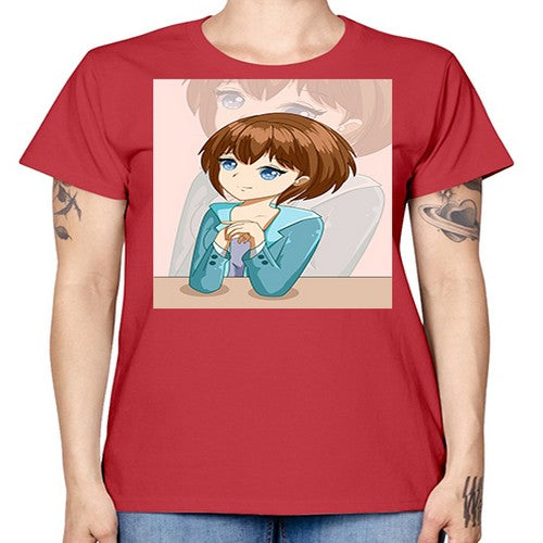 Happy beautiful and elegant girl brown hair 36# - anime -  Missy T-Shirt
