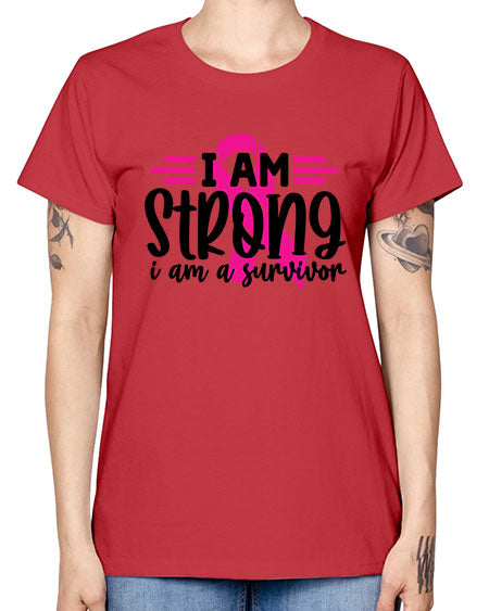 I Am Strong I Am a Survivor 20# - breast cancer -  Missy T-Shirt