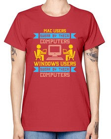 Mac users swear by their computers 25# - computer -  Missy T-Shirt