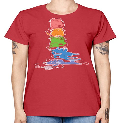 Pride Kawaii Cats Pile Cute Anime 277# - anime -  Missy T-Shirt