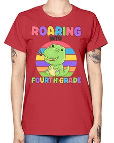 Roaring to fourth Grade Trex 769# - fourth grade -  Missy T-Shirt