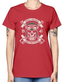 Skull Soldier Time Is Over 1065# - skull and bones -  Missy T-Shirt