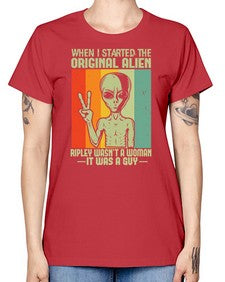 When I started the original alien 45# - ufo -  Missy T-Shirt