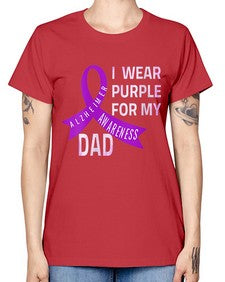 Womens I Wear Purple for My Dad Alzheimers Disease Awareness VNeck 221# - alzheimers -  Missy T-Shirt