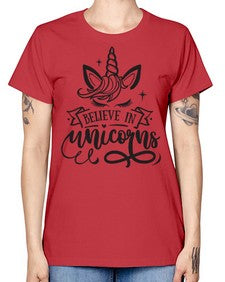believe in unicorns black 55# - unicorn -  Missy T-Shirt