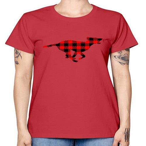 buffalo plaid running dog 65# - dogs -  Missy T-Shirt