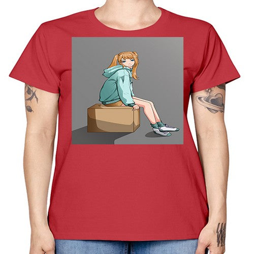 cute casual girl using jacket 49# - anime -  Missy T-Shirt