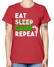 eat sleep game repeat 78# - video games -  Missy T-Shirt