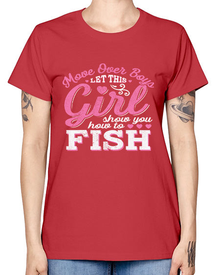 girl fishing 15# - shark-fish -  Missy T-Shirt