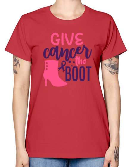 give cancer the boot Style 1# - breast cancer -  Missy T-Shirt